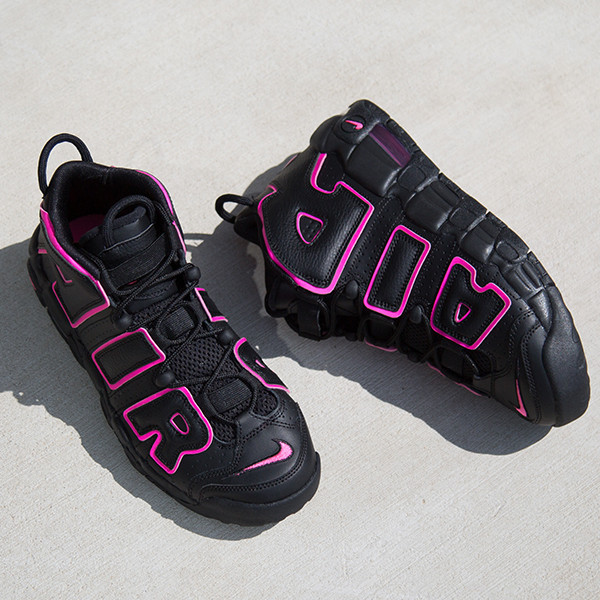 Women Nike Air More Uptempo Black Red Shoes